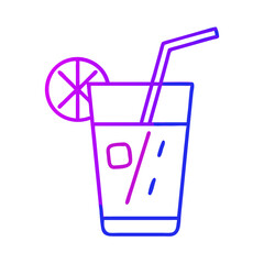 Straw in Glass for Refreshing Drinks