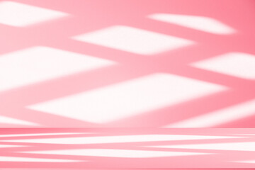 Wall interior background, studio and backdrops show products.with shadow from window color pink background for text insertion and presentation product
