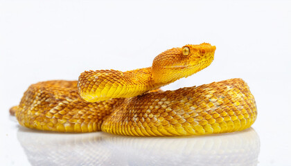 Obraz premium Golden lancehead viper snake on white background
