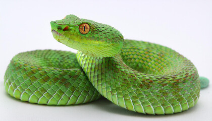 Naklejka premium Malayan pit viper snake on white background