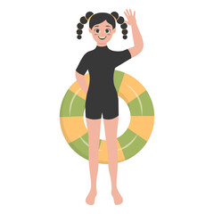 Illustration of Fun Human Activities on the Beach. Flat Vector Character Design