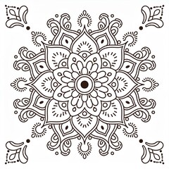 Mandala art design also called rangoli, decorative elements on white background