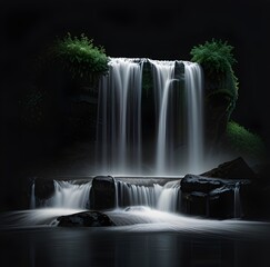 waterfall isolated on the black background