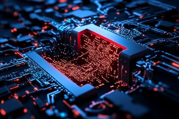 A glowing digital firewall being breached by a hacker, with bits of data and code streaming through, illustrating network penetration
