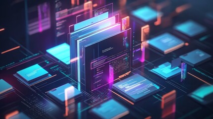 Obraz premium Electronic documents, Document management system and process automation. Search and managing files online document database, Document management concept