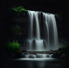 waterfall isolated on the black background