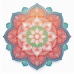 Mandala art design also called rangoli, decorative elements on white background