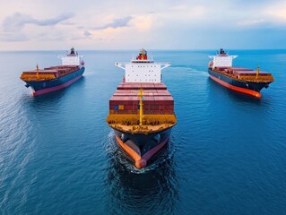 Fototapeta premium Cargo Ships Stranded Offshore Due to Economic Changes