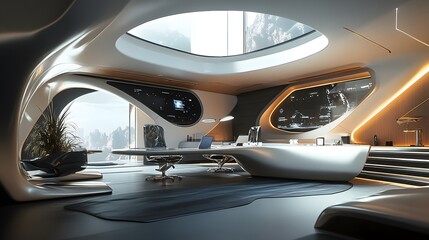 Abstract Home Office 3D illustartion.