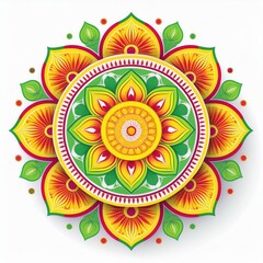 Mandala art design also called rangoli, decorative elements on white background