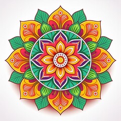 Mandala art design also called rangoli, decorative elements on white background