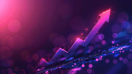 A digital arrow pointing upwards symbolizing growth ecomomic