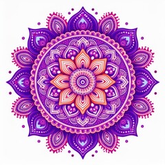 Mandala art design also called rangoli, decorative elements on white background