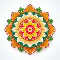 Mandala art design also called rangoli, decorative elements on white background