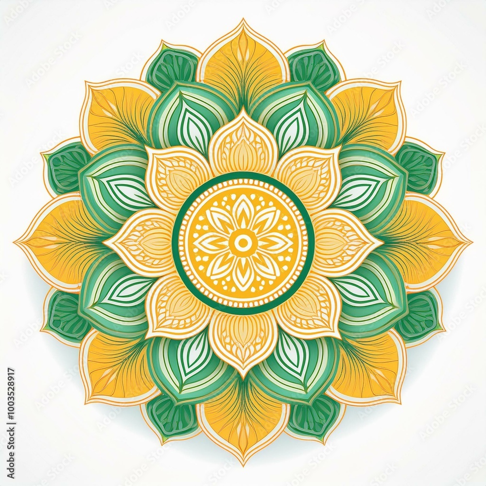 Wall mural mandala art design also called rangoli, decorative elements on white background