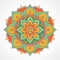 Mandala art design also called rangoli, decorative elements on white background