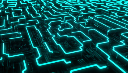 Obraz premium blue circuit board background