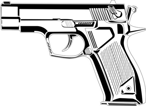 recommend clip art: hand gun pistol line art