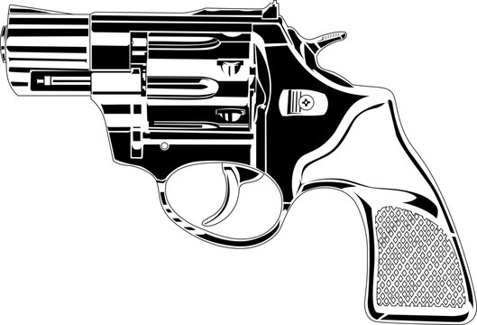 black and white revolver gun clip art preview