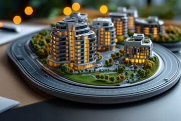 Hyper-realistic city blueprint on a plannerâ€™s desk, with every detail of streets, parks, and buildings captured in perfect clarity