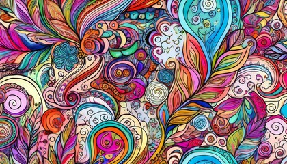 Abstract seamless pattern with watercolor drawing in doodle style.