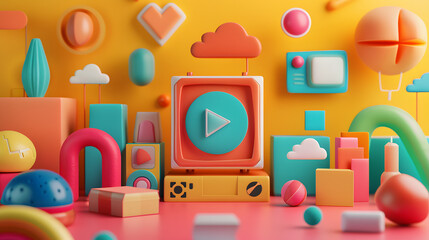 Naklejka premium Illustration Icons Visual Design 3D