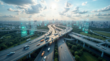an_overhead_view_of_a_futuristic_highway_interchange_showcasing_a_complex_network_of_elevated_roads