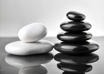 Artfully designed black and white stones arranged with minimalist elegance, creating a striking visual impact for
