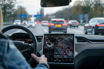 Inside a moving electric car