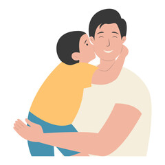 Father and Son Character with Happy Atmosphere. Happy Fathers Day. Isolated Vector Illustration