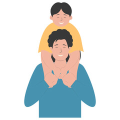 Father and Son Character with Happy Atmosphere. Happy Fathers Day. Isolated Vector Illustration