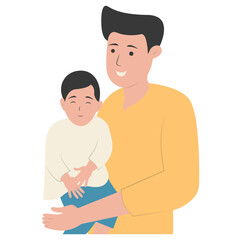 Father and Son Character with Happy Atmosphere. Happy Fathers Day. Isolated Vector Illustration