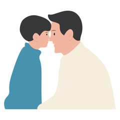 Father and Son Character with Happy Atmosphere. Happy Fathers Day. Isolated Vector Illustration