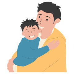 Father and Son Character with Happy Atmosphere. Happy Fathers Day. Isolated Vector Illustration