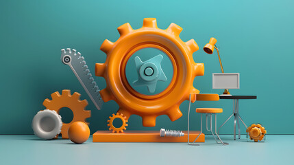 Obraz premium Innovation Icon Industrial Design 3D