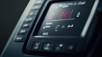 Obraz premium Close-up of a digital control panel with various settings and indicators.