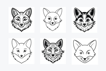 Fototapeta premium fox-head silhouette unique various style black and white vector illustration image