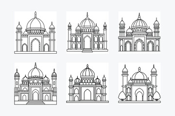 Obraz premium mosque unique various style black and white vector illustration image