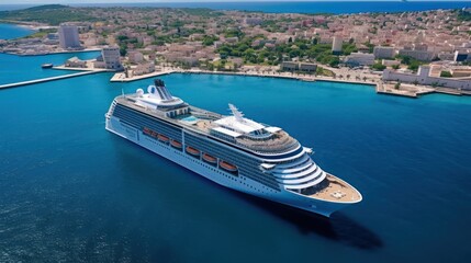 Fototapeta premium Cruise Ship Docked at a Mediterranean Port