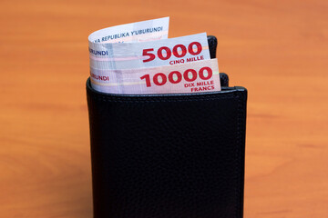 Burundian Franc in the black wallet