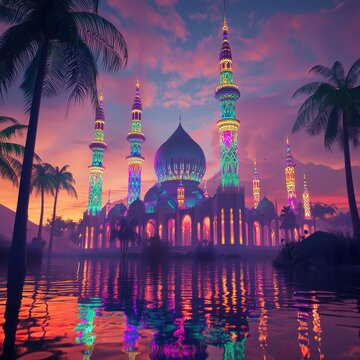 Mesmerizing Architectural Masterpiece Reflected in Serene Waters at Sunset