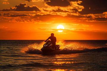 jetski on the beach at night background