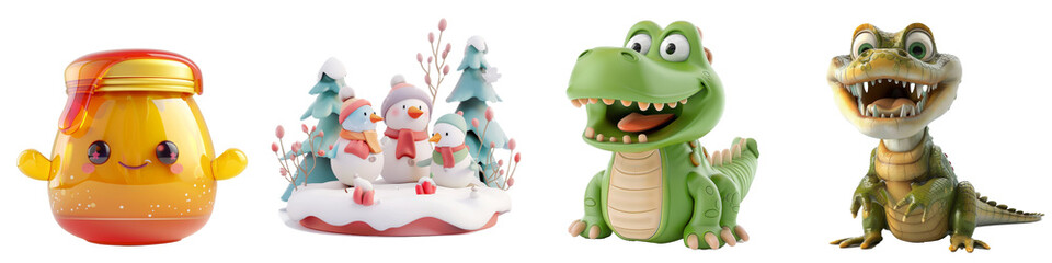 Obraz premium Colorful toy figurines on white background