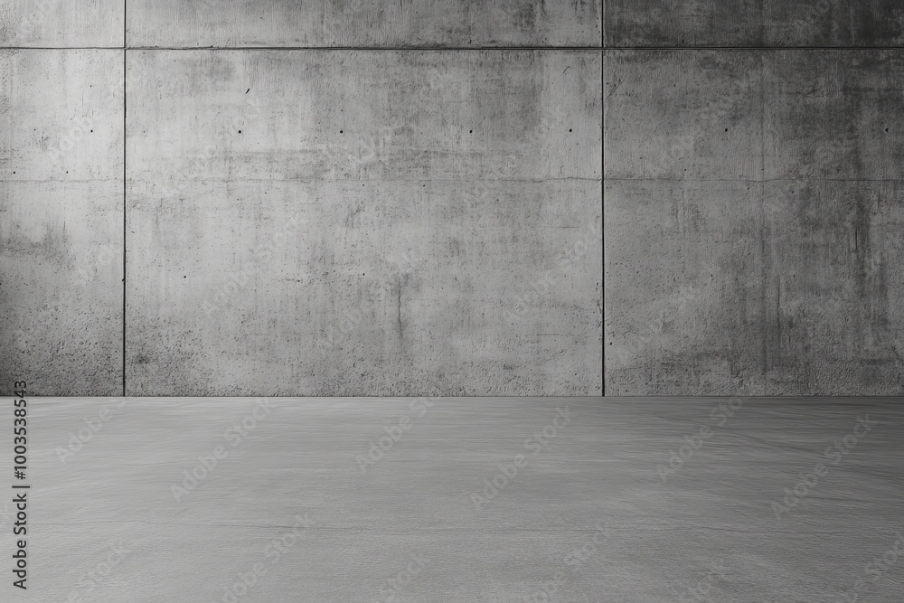 Poster a plain, gray concrete wall with a smooth floor in front of it.
