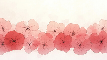 Fototapeta premium Delicate pink and red flowers on a white background.