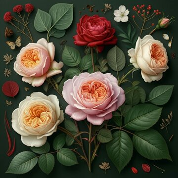 flower, rose, pattern, floral, seamless, vector, nature, design, illustration, pink, art, spring, leaf, flowers, wallpaper, decoration, vintage, summer, blossom, plant, texture, ornament, bouquet, bea