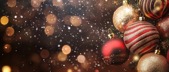 Festive christmas banner featuring elegant christmas balls with ample text space for holiday greetings and seasonal messages