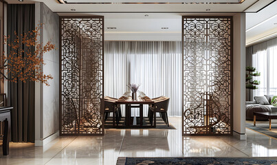 Interior business decoration style in low light environment