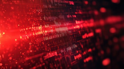Fototapeta premium Abstract background with binary code signals, hacking, malware, cyber attack, data breach, Abstract Background with Binary Code Signals Data Breach and Cyber Attacks, Red Abstract Background