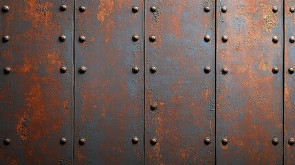 Fototapeta premium Rusty Metal Texture with Rivets and Patina Details